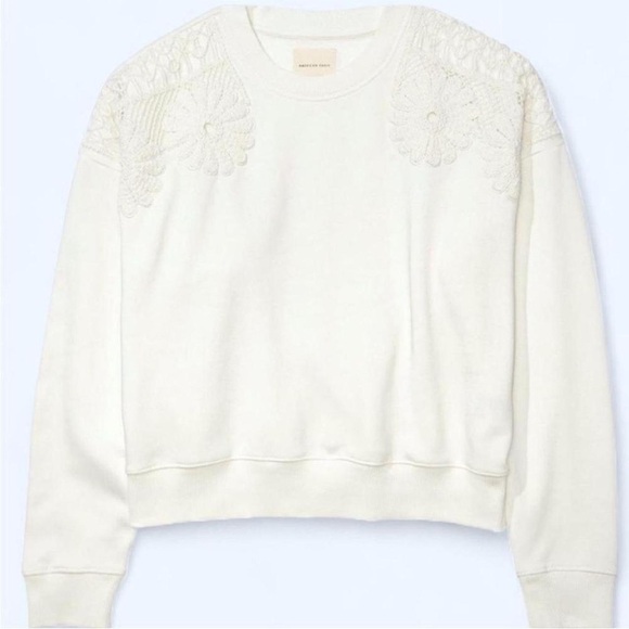 American Eagle Ivory Crochet Floral Pullover - Picture 3 of 4